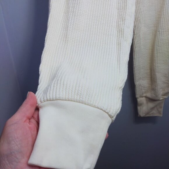 GAP Jogger Sweatpants Waffle knit Size Small Cream Ivory Cozy Winter Lounge - Picture 5 of 10